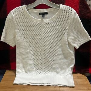 Banana Republic White Short Sleeve Knit Sweater Top | Cotton | Size S
